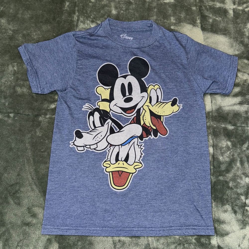 Disney Mickey Mouse‎ Friends T-Shirt Unisex Medium Blue Cotton Graphic Crew Neck